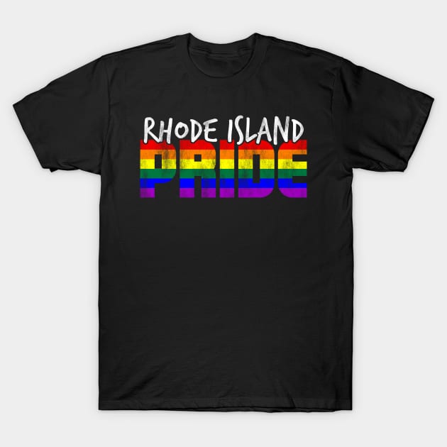 Rhode Island Pride LGBT Flag T-Shirt by wheedesign